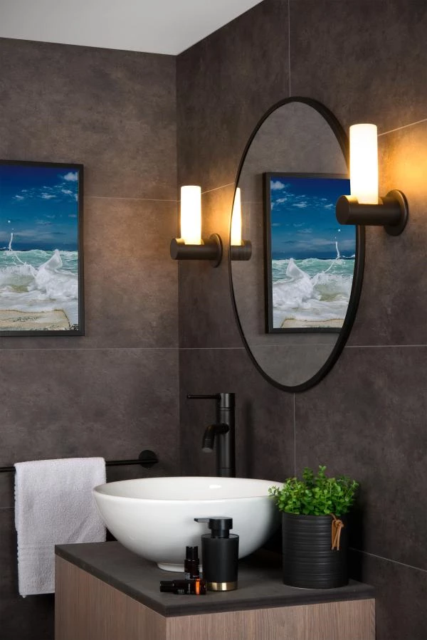 Lucide JAYLA - Wall light Bathroom - 1xG9 - IP44 - Black - ambiance 1